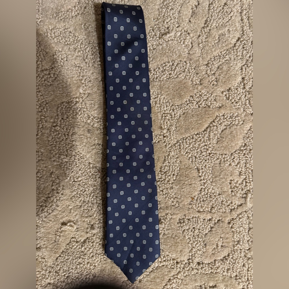 Vintage Silk Elegant Navy Blue Patterned Men's Tie
